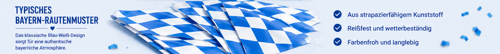 Detailansicht der blau-wei&szlig;en Wimpel mit klassischem Rautenmuster